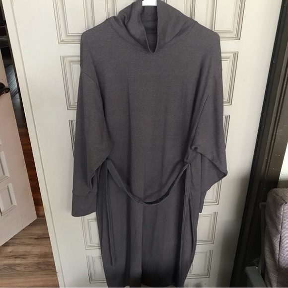 Prologue Sweater MaxiDress Long Sleeves Gray Turtle SzWLarge Self Belt Excellent - Picture 1 of 5